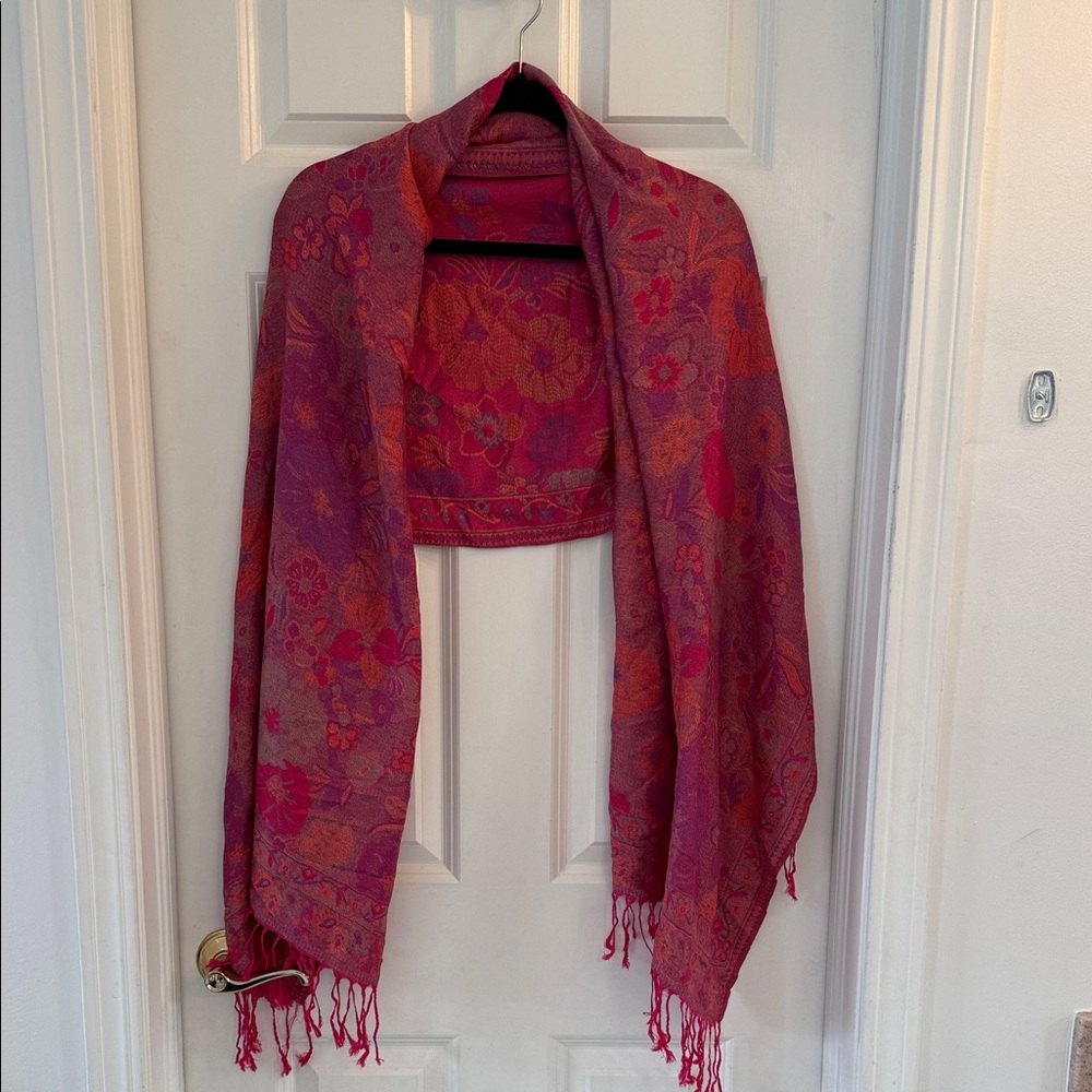 SHEIN Vibrant Pink and Red Floral Scarf